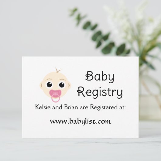 Cute Baby Registry Pink Girl Baby shower Kaart (Staand voorkant)
