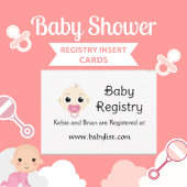 Cute Baby Registry Pink Girl Baby shower Kaart