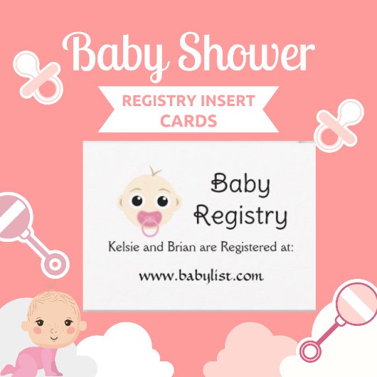 Cute Baby Registry Pink Girl Baby shower Kaart