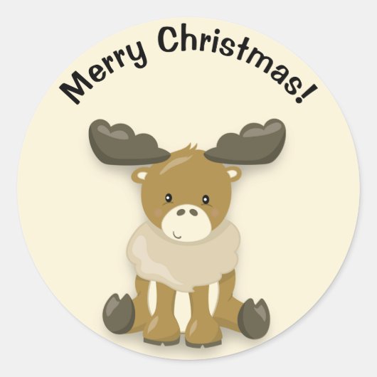 Cute Baby Rendier Kerstmis Sticker (Voorkant)