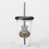 Cute baby rhino cartoon illustratie acryl drinkbeker (Voorkant)