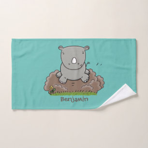 Cute baby rhino cartoon illustratie bad handdoek