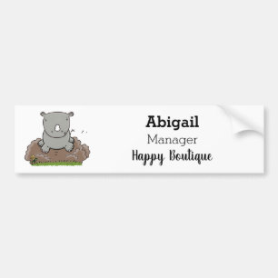 Cute baby rhino cartoon illustratie bumpersticker