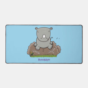 Cute baby rhino cartoon illustratie bureaumat
