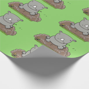 Cute baby rhino cartoon illustratie cadeaupapier