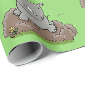 Cute baby rhino cartoon illustratie cadeaupapier (Rol Hoek)