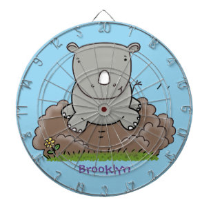 Cute baby rhino cartoon illustratie dartbord