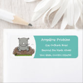 Cute baby rhino cartoon illustratie etiket (Insitu)