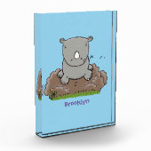 Cute baby rhino cartoon illustratie fotoblokken (Links)