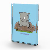 Cute baby rhino cartoon illustratie fotoblokken (Rechts)