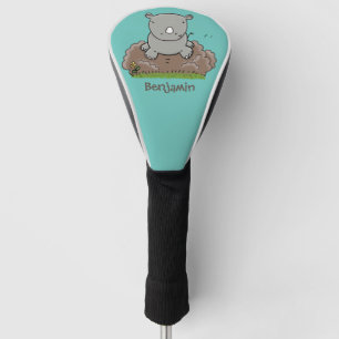 Cute baby rhino cartoon illustratie golfheadcover