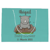Cute baby rhino cartoon illustratie groot cadeauzakje (Achterkant)