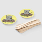 Cute baby rhino cartoon illustratie handwaaier (Niet-gemonteerd)