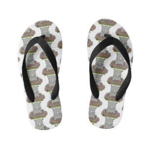 Cute baby rhino cartoon illustratie kinder teenslippers