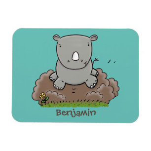 Cute baby rhino cartoon illustratie magneet