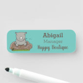 Cute baby rhino cartoon illustratie naamplaatje (In situ)