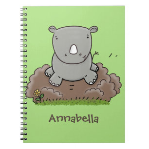 Cute baby rhino cartoon illustratie notitieboek