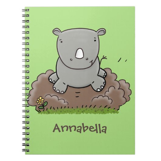 Cute baby rhino cartoon illustratie notitieboek (Voorkant)