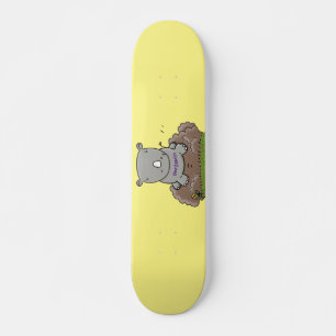 Cute baby rhino cartoon illustratie persoonlijk skateboard