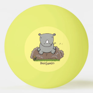Cute baby rhino cartoon illustratie pingpongbal