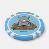 Cute baby rhino cartoon illustratie poker chips (Enkel)