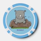 Cute baby rhino cartoon illustratie poker chips (Achterkant)