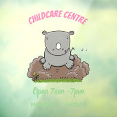 Cute baby rhino cartoon illustratie raamsticker (Vel 3)