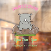 Cute baby rhino cartoon illustratie raamsticker (Vel 2)
