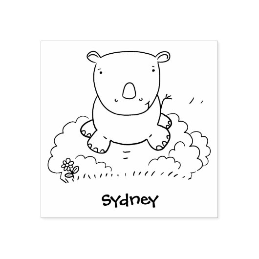 Cute baby rhino cartoon illustratie rubberstempel (Afrduk)