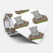 Cute baby rhino cartoon illustratie stropdas (Opgerold)