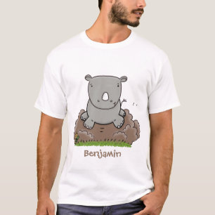 Cute baby rhino cartoon illustratie t-shirt