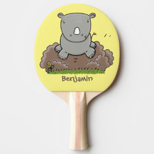 Cute baby rhino cartoon illustratie tafeltennisbatje