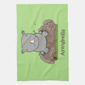 Cute baby rhino cartoon illustratie theedoek (Verticaal)