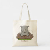 Cute baby rhino cartoon illustratie tote bag (Achterkant)