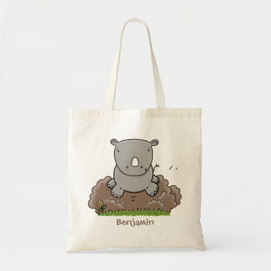 Cute baby rhino cartoon illustratie tote bag (Voorkant)