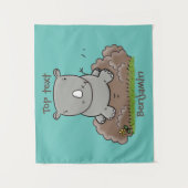Cute baby rhino cartoon illustratie wandkleed (Voorkant)