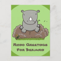 Cute baby rhino green cartoon illustratie