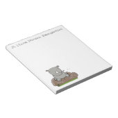 Cute baby rhino green cartoon illustratie notitieblok (Schuin)