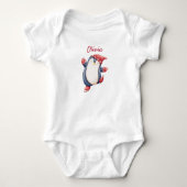 Cute baby romper met een ijsdansende pinguïn (Voorkant)