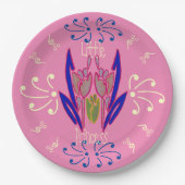 Cute Baby roze roze bloemige Flora Text Pattern De Papieren Bordje (Voorkant)