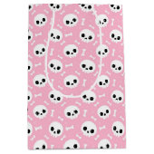 Cute Baby Roze Schedel & Botten Halloween Patroon Medium Cadeauzakje (Voorkant)