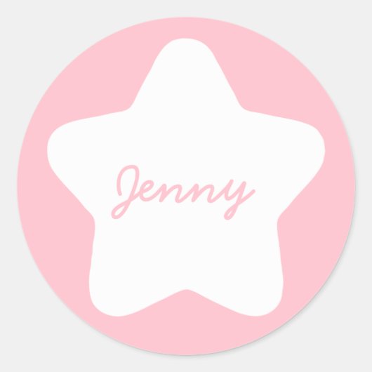 Cute Baby roze ster Aangepaste naam ticker Ronde Sticker (Voorkant)