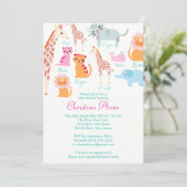 Cute Baby Safari Animals Baby Shower Invitations Kaart (Staand voorkant)