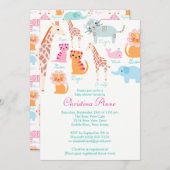 Cute Baby Safari Animals Baby Shower Invitations Kaart (Voorkant / Achterkant)