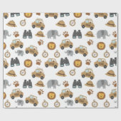 Cute Baby Safari Animals Pattern Wrapping Paper Cadeaupapier (Vlak)