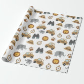 Cute Baby Safari Animals Pattern Wrapping Paper Cadeaupapier (Uitgerold)