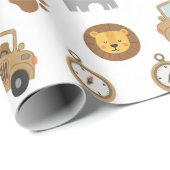 Cute Baby Safari Animals Pattern Wrapping Paper Cadeaupapier (Rol Hoek)