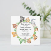 Cute Baby Safari Animals Square Baby shower Kaart (Staand voorkant)