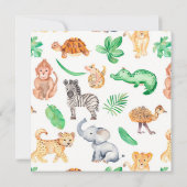 Cute Baby Safari Animals Square Baby shower Kaart (Achterkant)