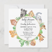 Cute Baby Safari Animals Square Baby shower Kaart (Voorkant)